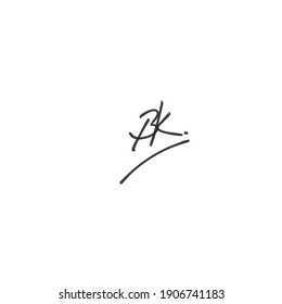 Bk initial isolated white handwriting or handwritten logo for identity
