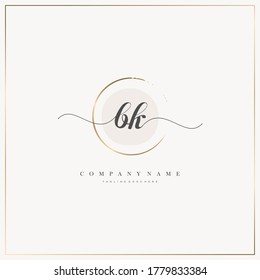 BK Letra inicial logotipo de escritura a mano modelo de plantilla dibujado a mano vector, logotipo para belleza, cosméticos, boda, moda y negocios y otros
