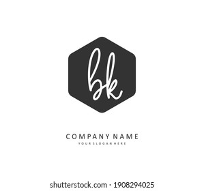 BK Initial letter handwriting and  signature logo. A concept handwriting initial logo with template element.