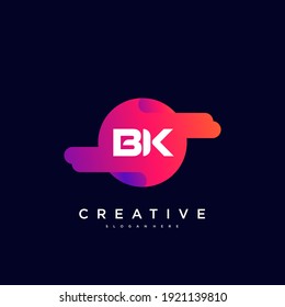 BK elementos de plantilla de diseño de icono del logotipo de la carta inicial con un arte de color ondulado.