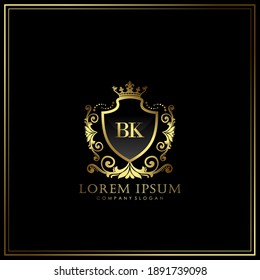 BK Initial Letter Luxury Logo template in vector art for Restaurant, Royalty, Boutique, Cafe, Hotel, Heraldic, Jewelry, Fashion and other vector illustration.