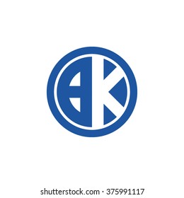 BK initial letters circle business logo blue