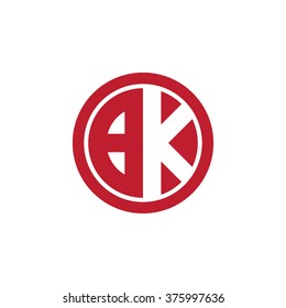 BK initial letters circle business logo red
