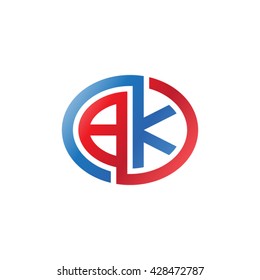 BK initial letters looping linked ellipse logo blue red