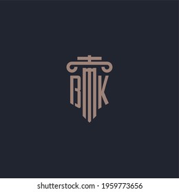 BK initial logo monogram with pillar style design for law firm and justice company