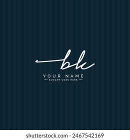 BK Initial Logo in Signature Style for Photography and Fashion Business - Hand Drawn Signature Logo Vector