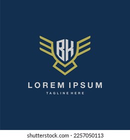 BK initial monogram logo for creative eagle line image vector design