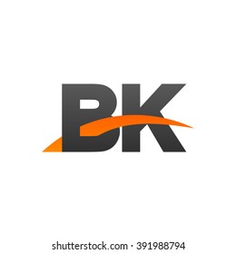 BK initial overlapping swoosh letter logo black orange