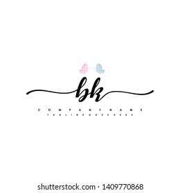 BK initial signature logo. handwriting logo template vector,