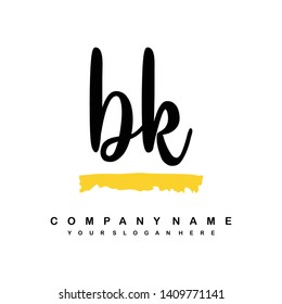 BK initial signature logo. handwriting logo template vector,