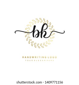 BK initial signature logo. handwriting logo template vector,