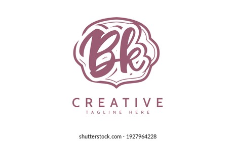 BK Initials, handwriting logo vector