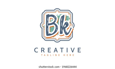 BK Initials, handwriting logo vector