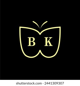 Ilustración vectorial de logotipo de mariposa de lujo de BK Initials
