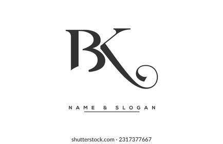 Monogramm für abstrakte Buchstaben des BK, KB