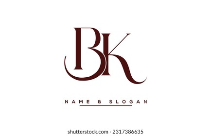BK,  KB  Abstract  Letters  Logo  Monogram