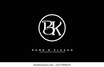 Monograma del logotipo de las letras abstractas BK, KB