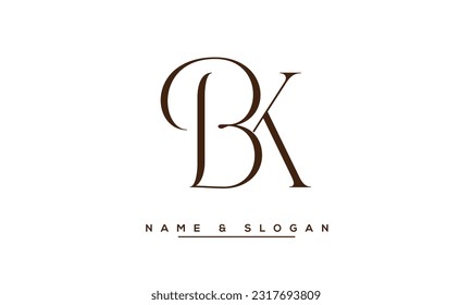 Monograma del logotipo de las letras abstractas BK, KB