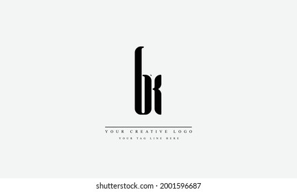 Plantilla de monograma del logotipo del vector abstracto de BK KB B K