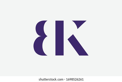 Erstmaliges Logo-Design für BK oder KB und B oder K-Großbuchstaben, Vorlage für Vektorillustrationen