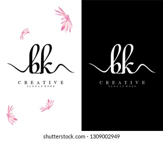 bk, kb creative handwriting logo letter vector 