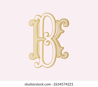 BK, KB, Logo BK, Buchstabe BK, Monogramm BK, Hochzeitsmonogramm, Hochzeitslogo, Logo-Design, Monogramm Vintage