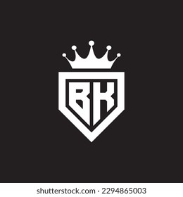 BK or KB logo monogram symbol shield with crown shape design vector