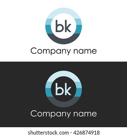 BK letter a circle shape icon logo white blue