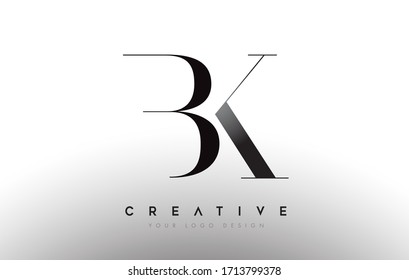 Diseño de letras BK bk logotipo logotipo logotipo logotipo concepto de icono con fuente serif y estilo clásico elegante estilo de ilustración vectorial.