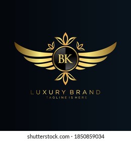 BK Letter Initial mit Royal Template.elegant mit Kronlogo, Creative Lettering Logo Vektor Illustration.