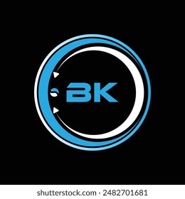 Diseño del logotipo de la letra de BK con un diseño del logotipo de BK en forma de círculo. Diseño creativo del logotipo de la letra de BK. Diseño único de BK.