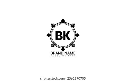 BK letter logo design with a circle shape BK Logo design with unique and simple design