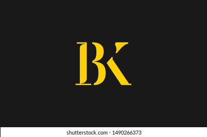 BK Letter Logo Design with Creative Modern Trendy Typography