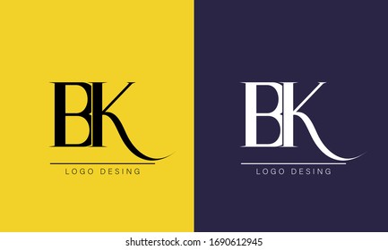 BK Letter Logo Design Template Vector
