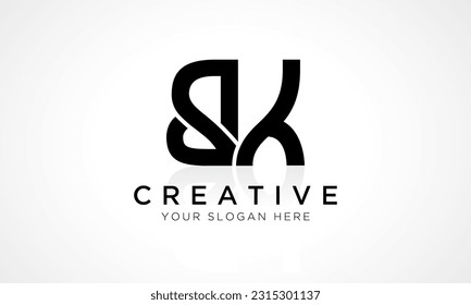 Plantilla de vectores de diseño de logotipo BK Letter. Alfabeto Letra Inicial Diseño De Logotipo BK Con Una Ilustración De Negocio De Reflexión Glulosa.