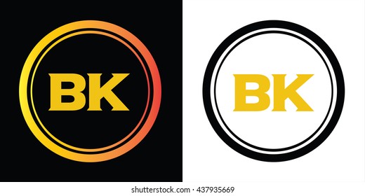 BK letters icon design template elements in abstract background logo, design identity in circle, alphabet letter