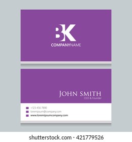BK Logo | Business Card | Vector Graphic Branding Letter Element | White Background Abstract Design Colorful Object 