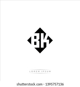 BK Logo Capital Modern of Negative Space Square Designs Template with White Background