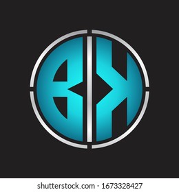 BK Logo initial with circle line cut design template on blue colors