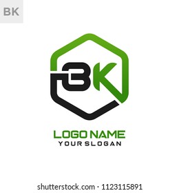 BK logo letter initial, Abstract polygonal Background Logo,