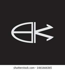 BK Logo letter oval monogram design template with black and white colors