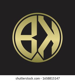 BK-Logo-Monogrammkreis mit Stück-Band-Stil auf Golden-Farben