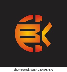 BK Logo monogram with cutting line style isolated on colors