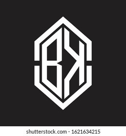 BK Logo monogram with hexagon shape and outline slice style with black and white