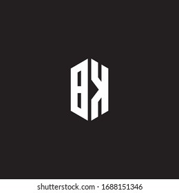 Monograma del logotipo BK con plantilla de diseño de estilo hexagonal aislado en fondo negro
