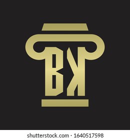 BK Logo monogram with pillar style design template with gold colors