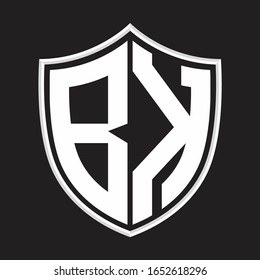 BK Logo monogram with shield shape isolated on outline design template