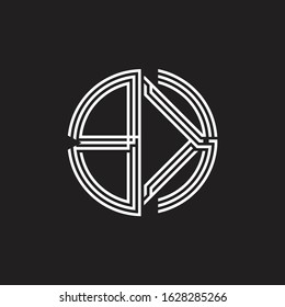 BK Logo monogram triple ribbon style line design template isolated on black background