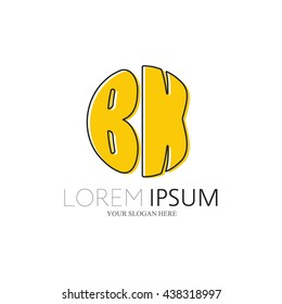 BK Logo. Vector Graphic Sphere Branding Letter Element. White Background