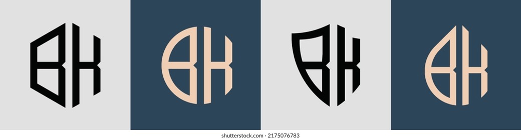 BK modern initial letter logo design vector bundle. It will be suitable for which company or brand name start those initial.